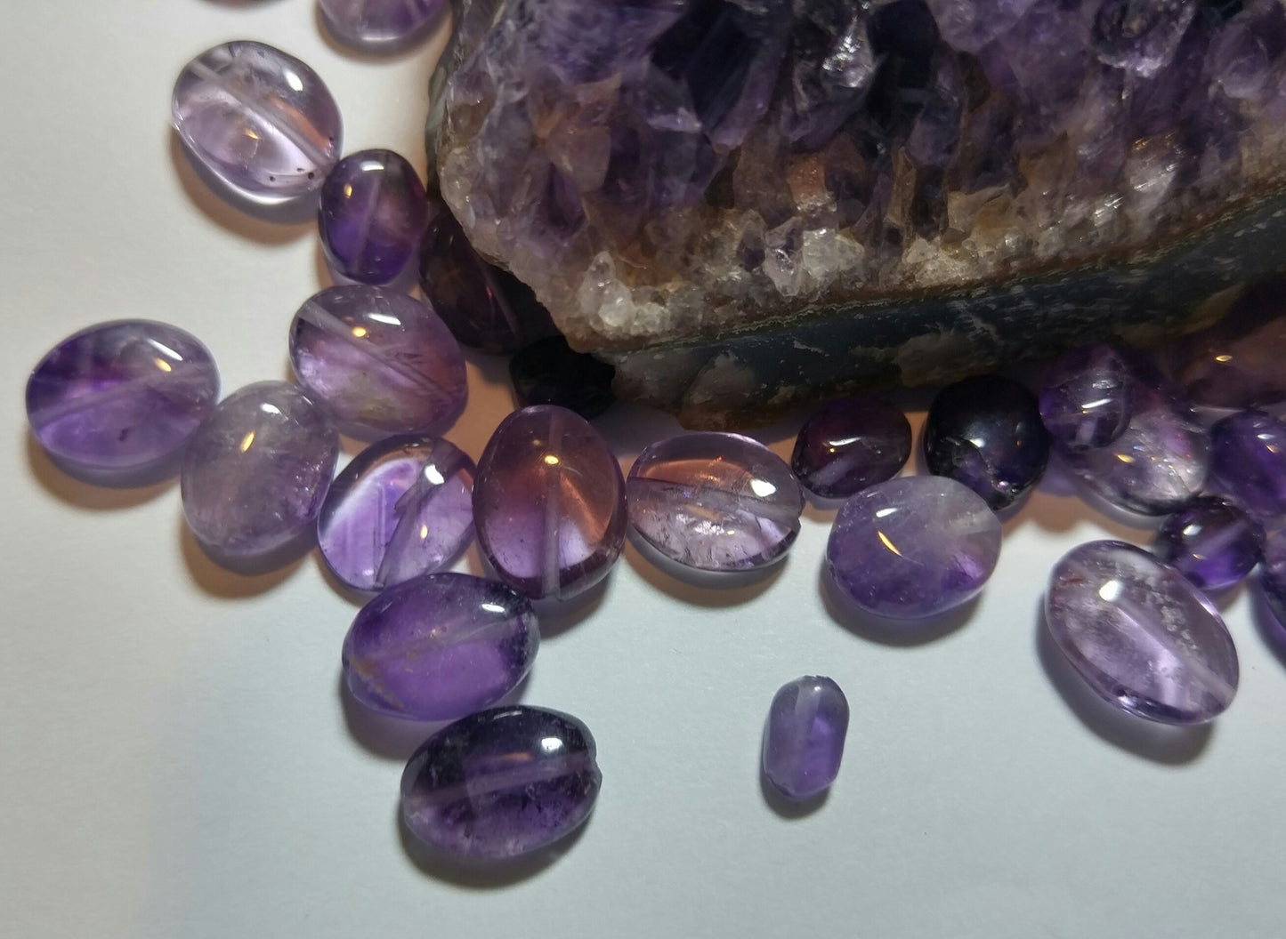 25 Genuine Amethyst Puffed Ovals