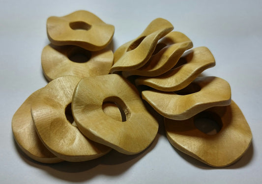 10 Hand Cut Wavy Wood Donuts