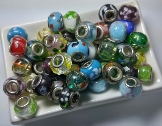 30 Glass Euro Bead Mix