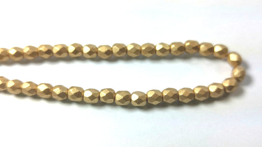 One Strand Czech Glass Beads-Satin Gold