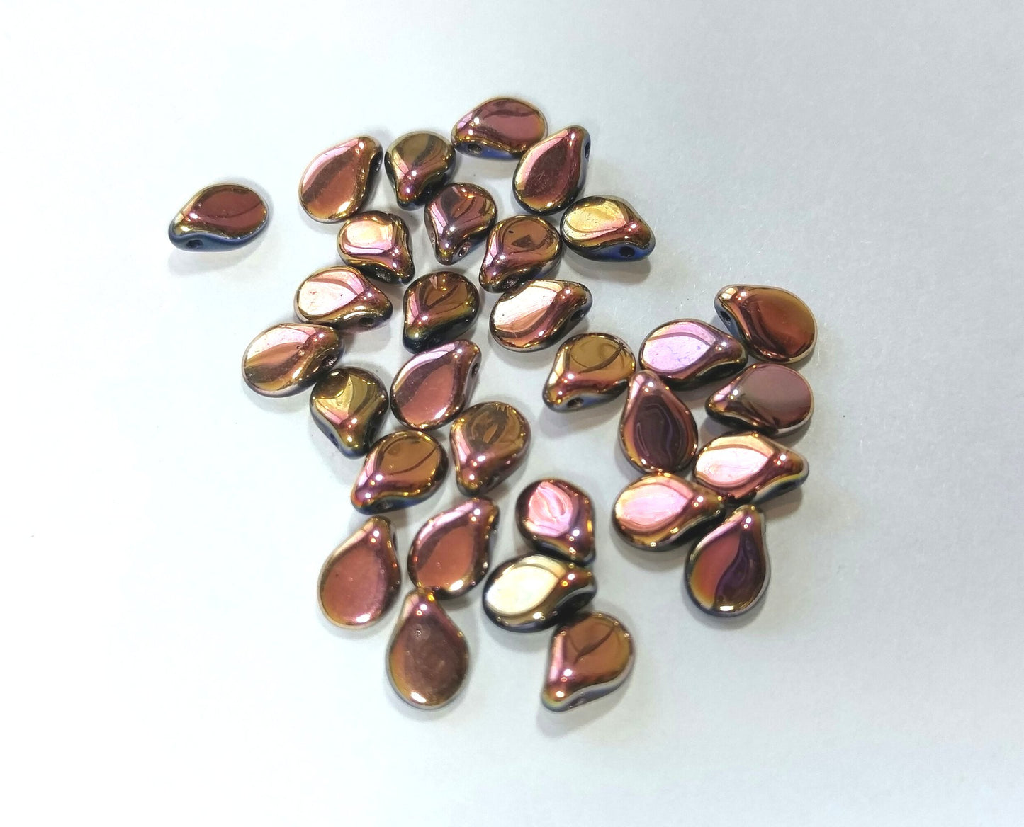 30 Czech Glass Pale Copper Rose Pip Beads