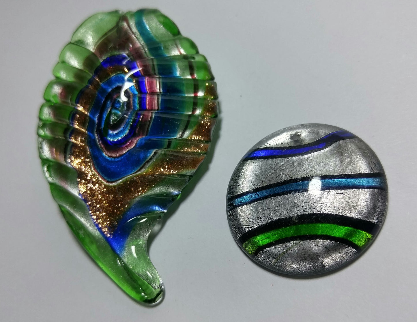 2 Lampwork Glass Pendants