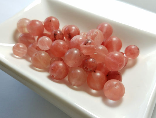 Glass Cherry Quartz Beads