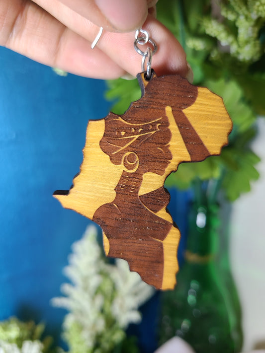 Wooden African Queen Earrings