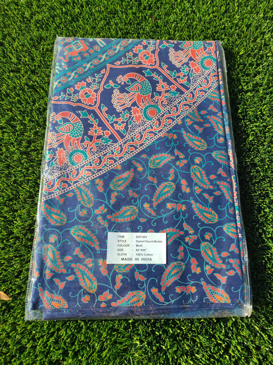 Elephant Peacock Mandala Tapestry