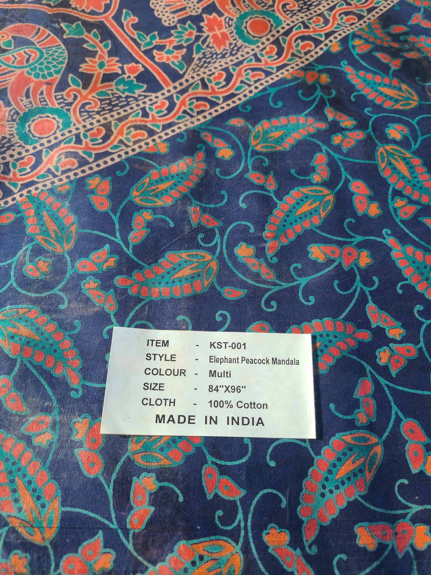 Elephant Peacock Mandala Tapestry