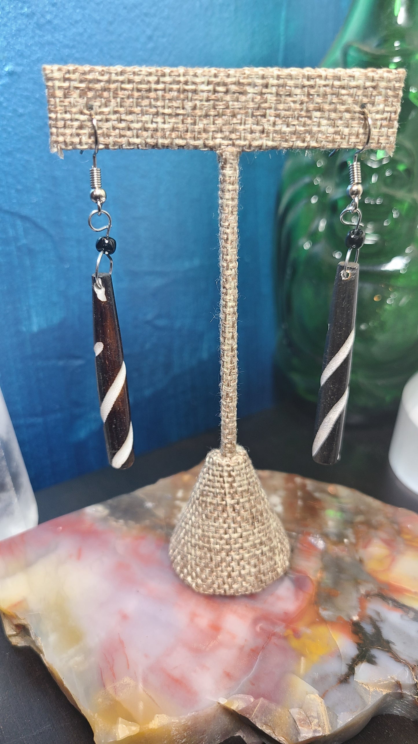 African Adinkra Symbol Bone Earrings - 3