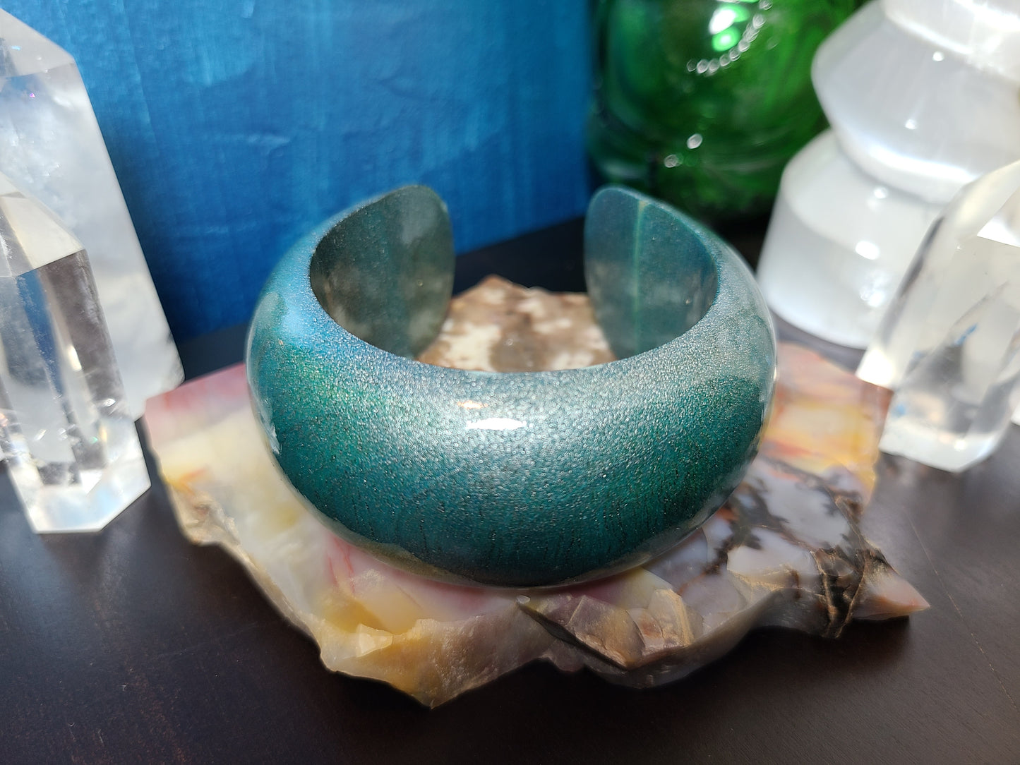 Shimmery Blue Wood Cuff