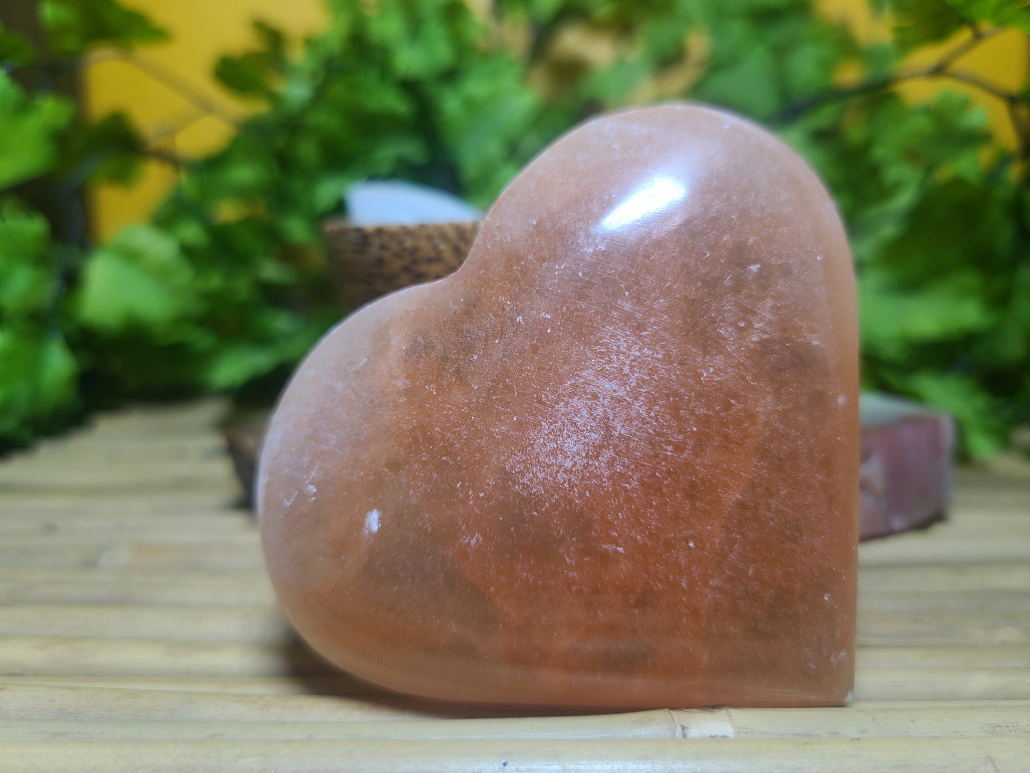 Large Peachy Selenite Heart