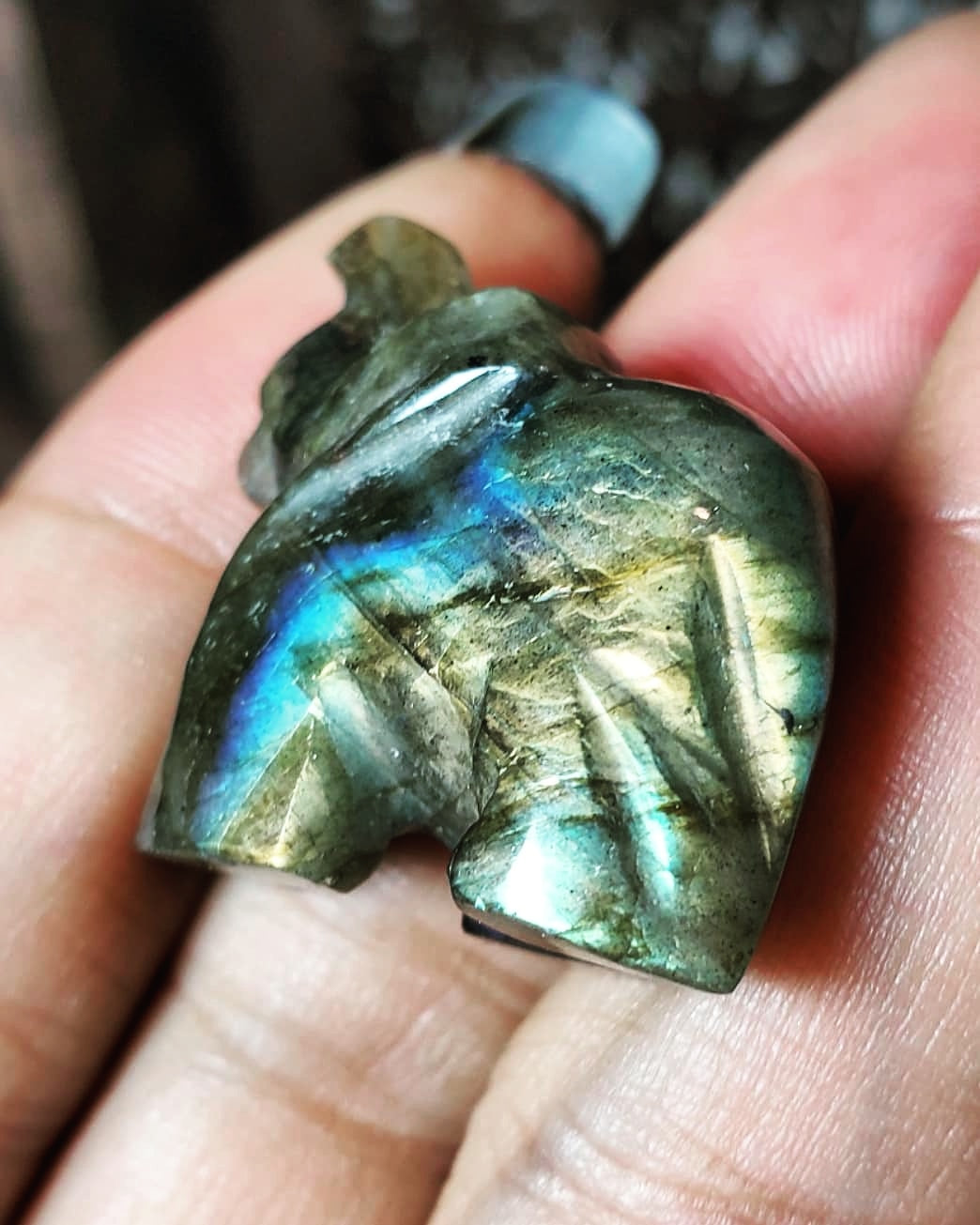 Small Labradorite elephant