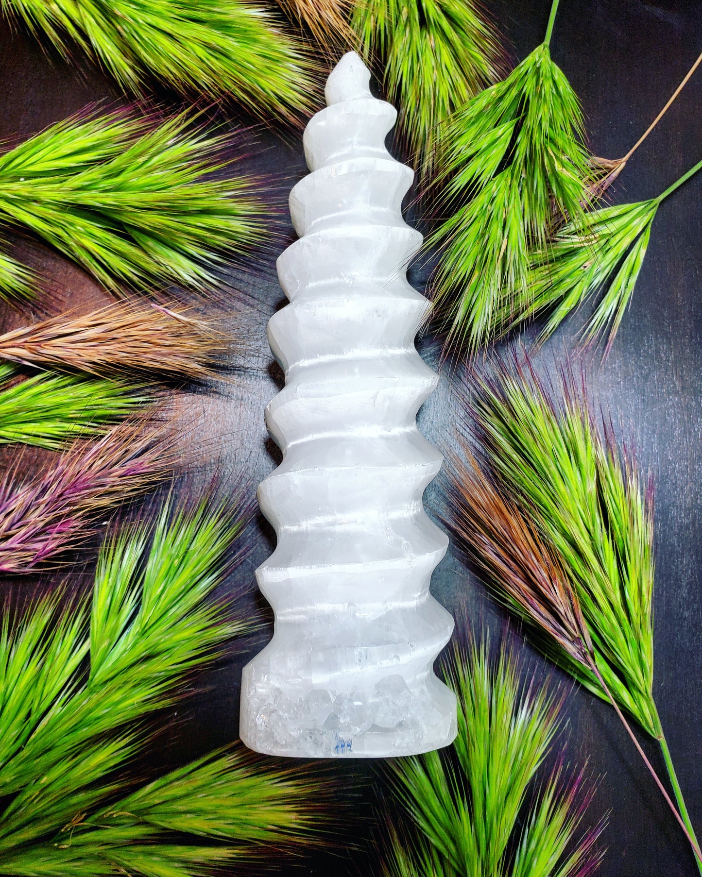 Selenite spiral unicorn horn