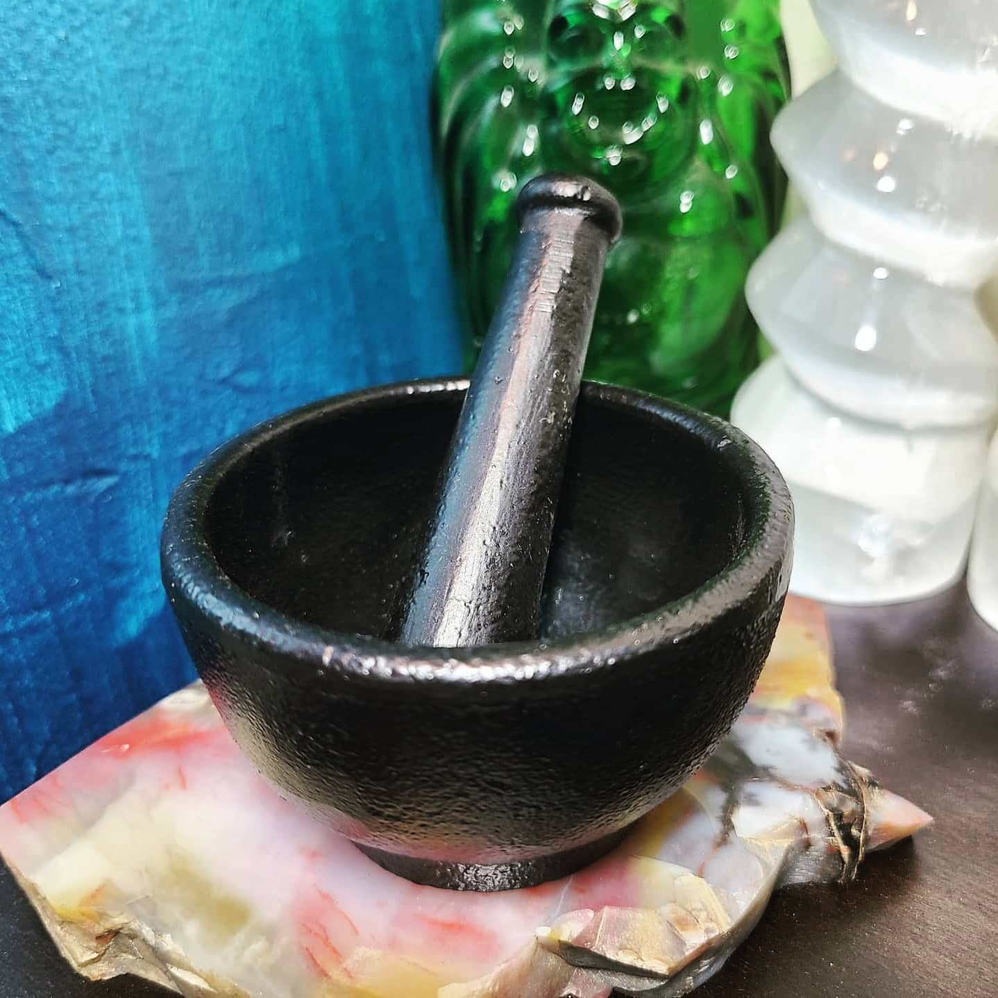 Cast Iron Cauldron Mortar & Pestle Set
