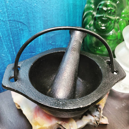 Cast Iron Cauldron Mortar & Pestle