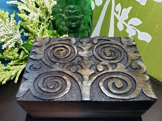 Swirls Carved Wooden Box