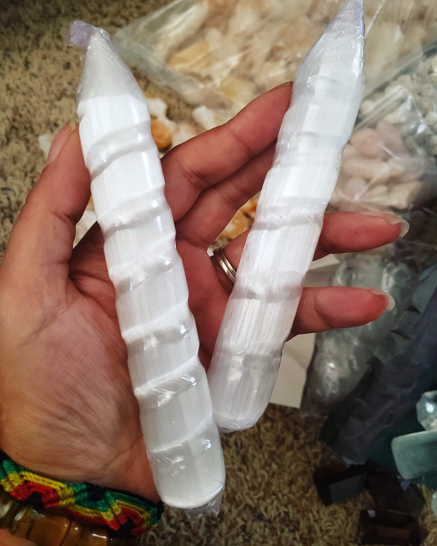 Selenite Spiral Wand