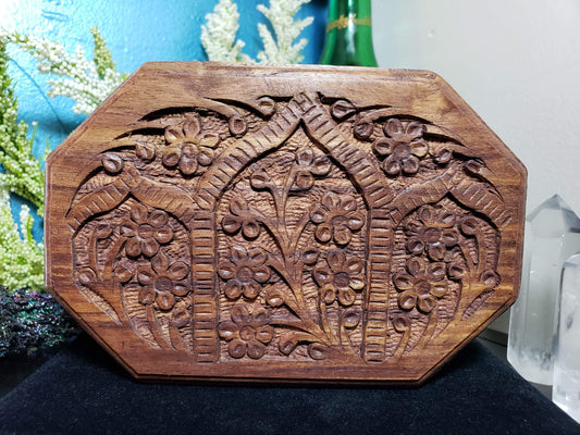 Floral Carved Wooden Box