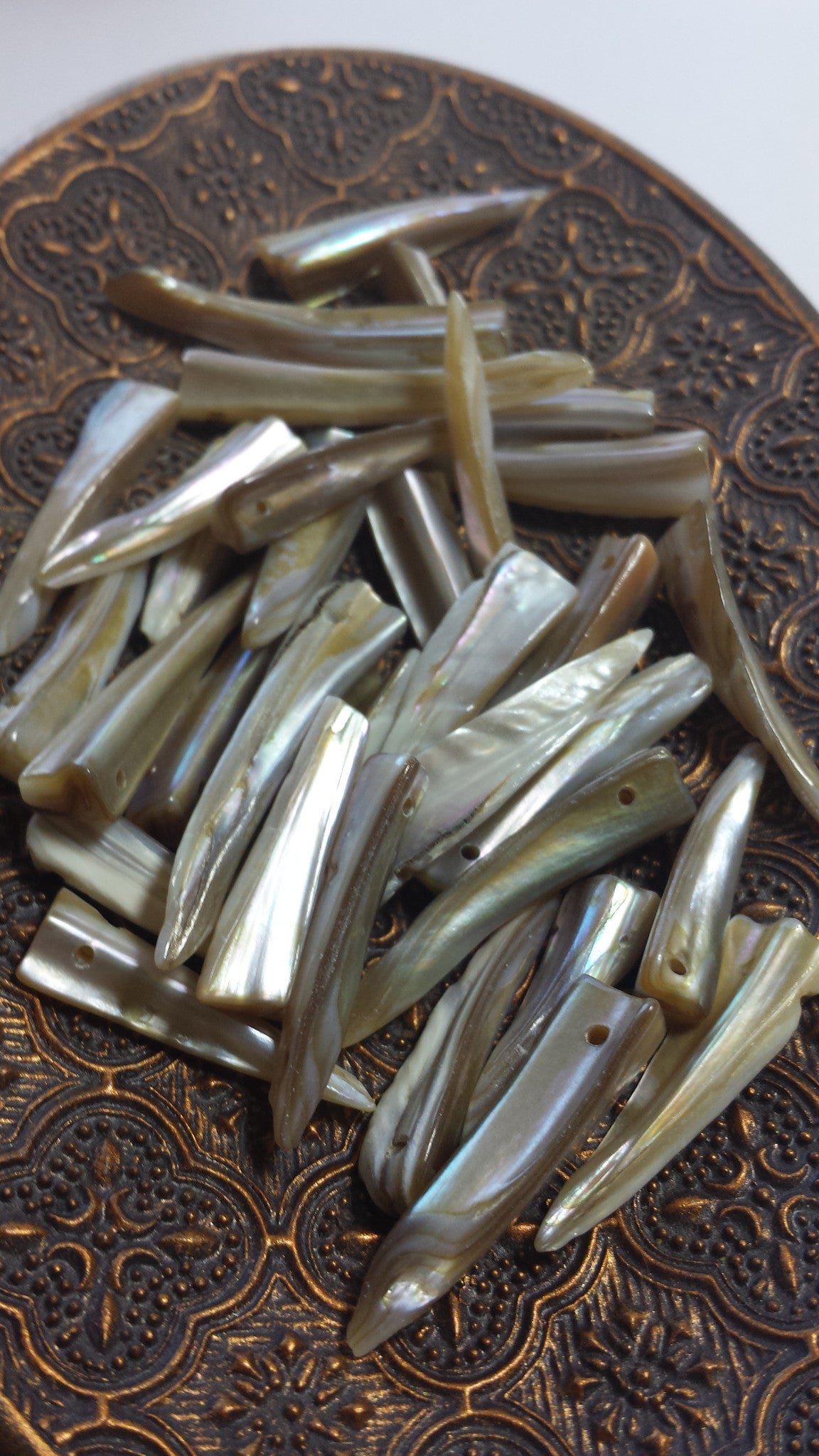 50 Mother of Pearl Shark Teeth Beads