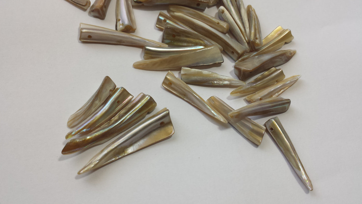 50 Mother of Pearl Shark Teeth Beads