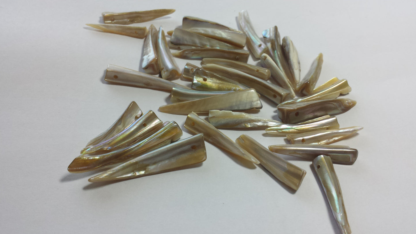 50 Mother of Pearl Shark Teeth Beads