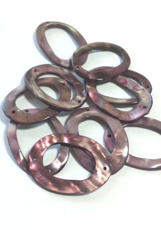 10 Mother of Pearl Open Oval Links-Purple Rainbow