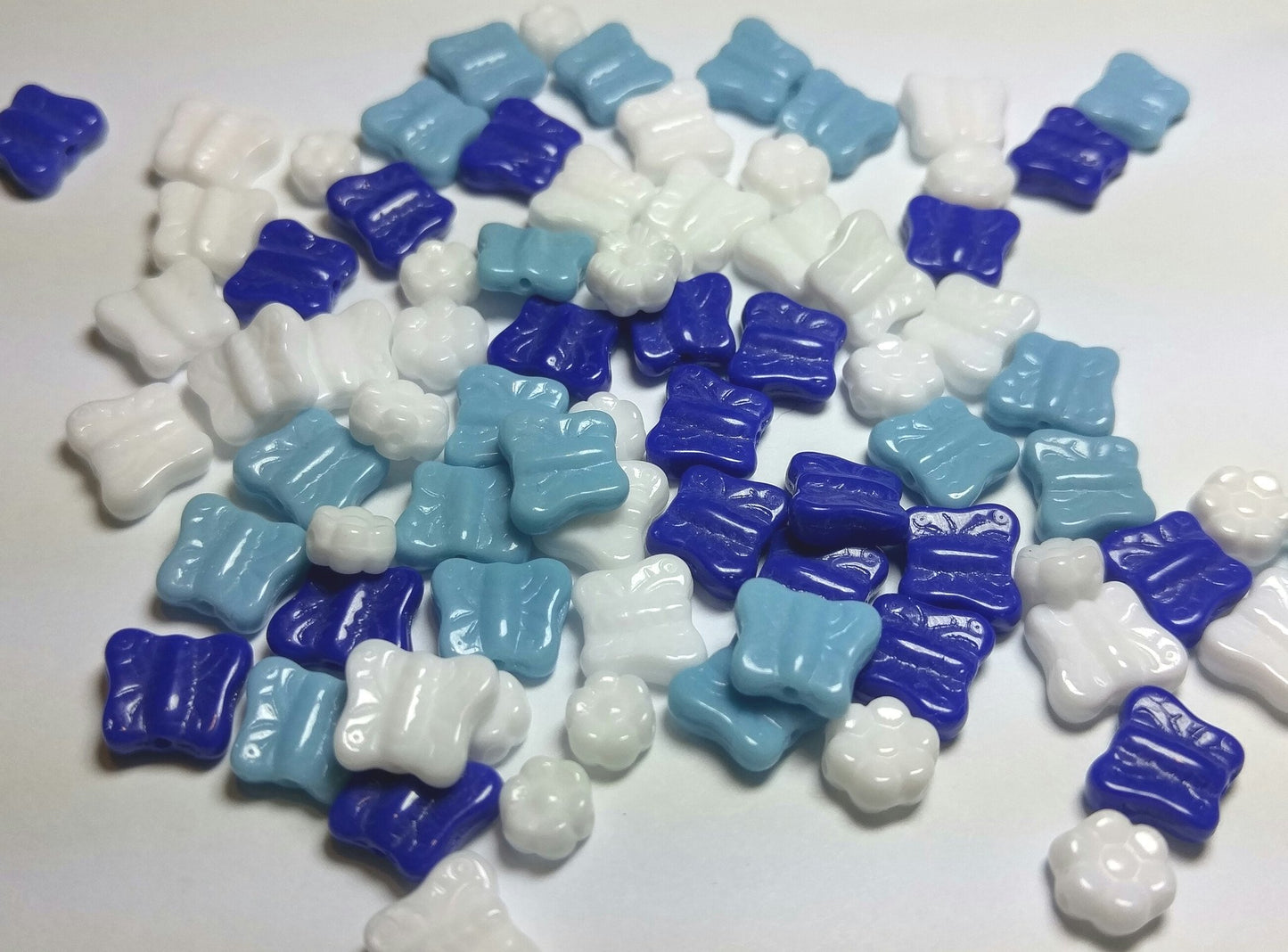 Czech Opaque Glass Butterfly & Flower Super Mix