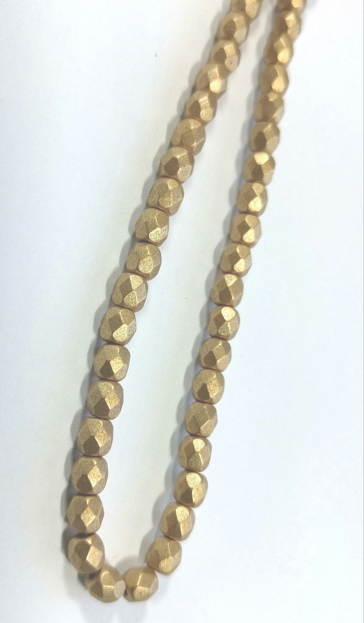 One Strand Czech Glass Beads-Satin Gold