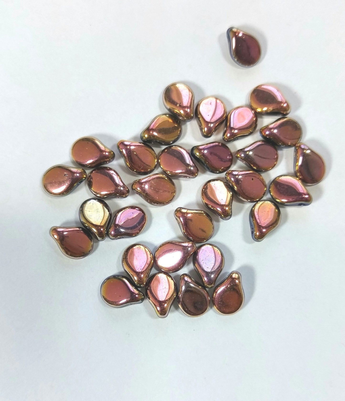 30 Czech Glass Pale Copper Rose Pip Beads
