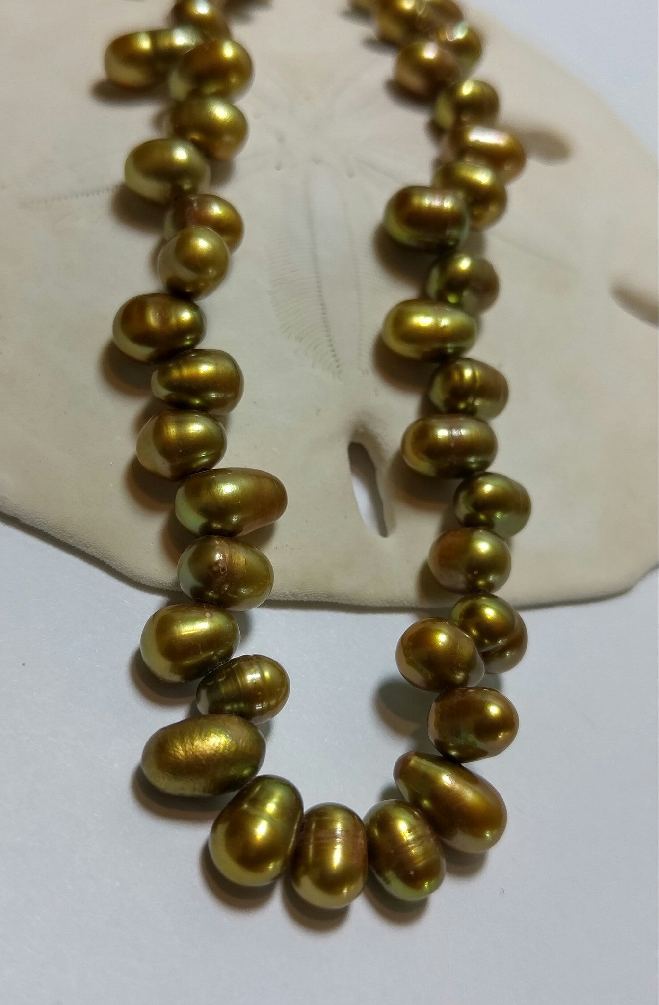 Freshwater Pearls in Golden Olive