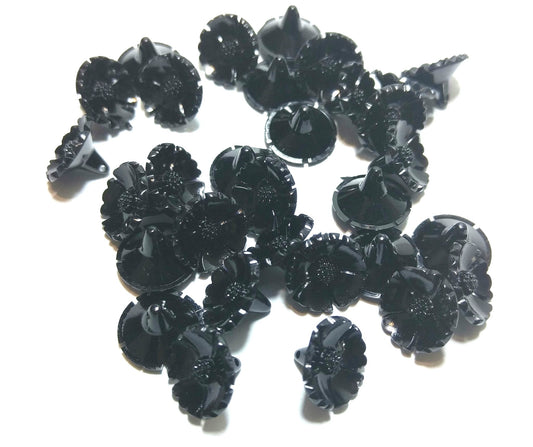 25 Vintage Germany Acrylic Black Flowers