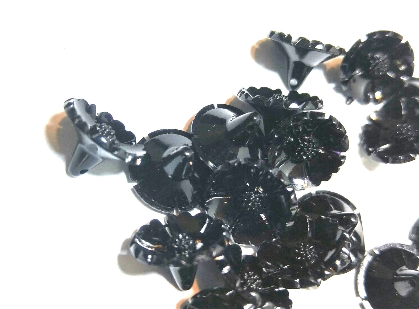 25 Vintage Germany Acrylic Black Flowers