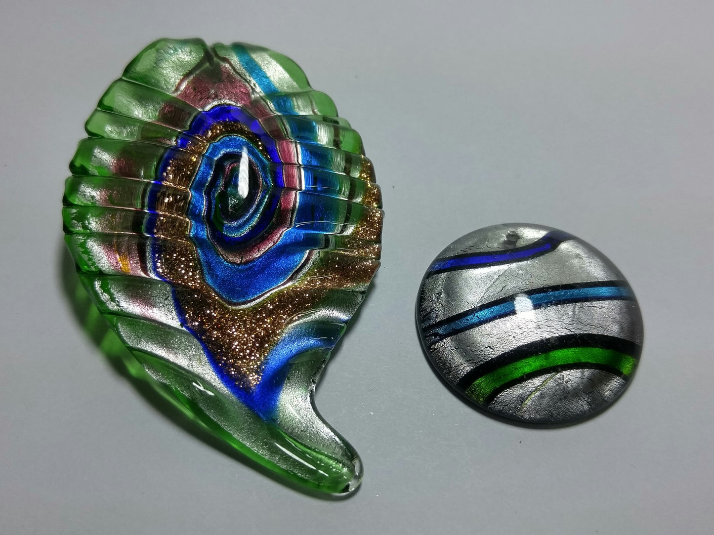 2 Lampwork Glass Pendants