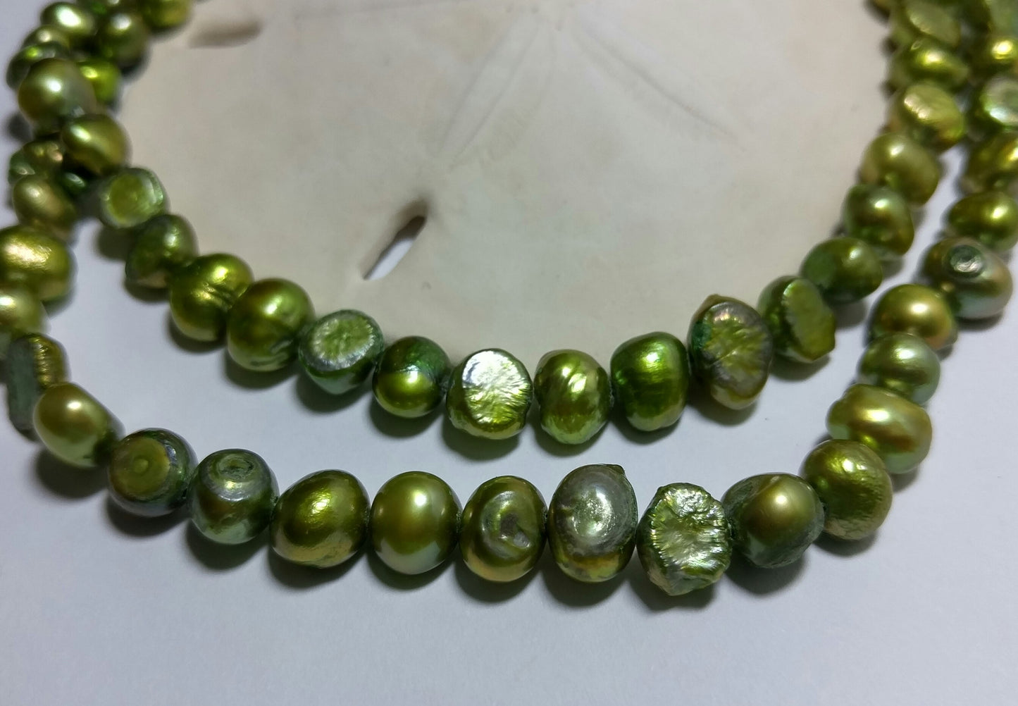 Freshwater Pearls in Green Olive