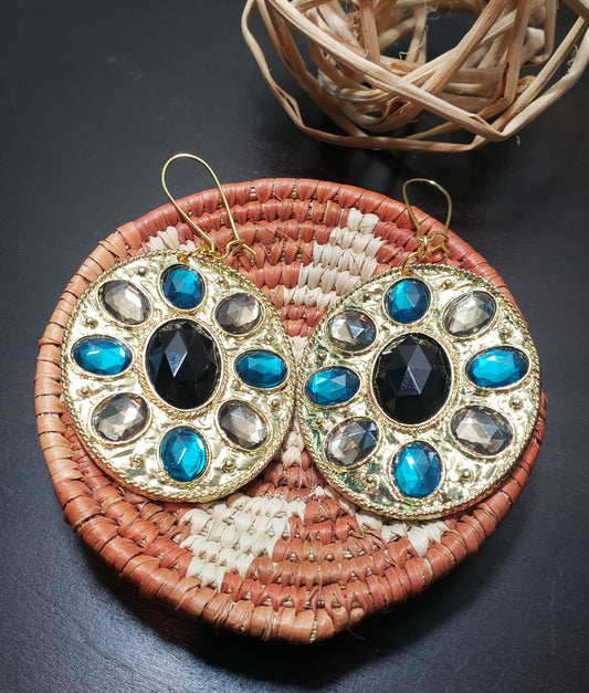 Fancy glass cabochon earrings