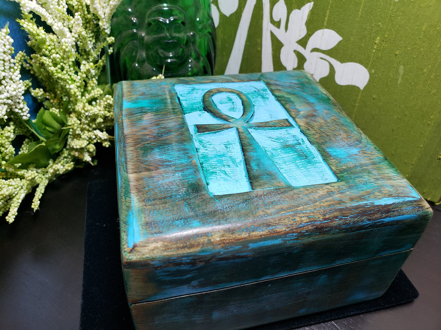 Ankh Carved Wooden Box