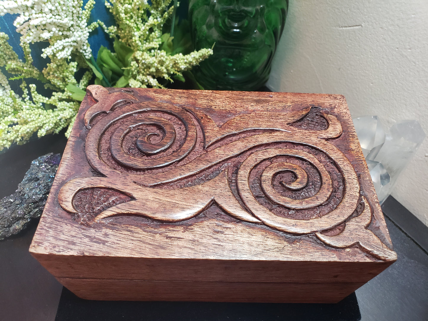 Ancient Spiral Carved Wooden Box