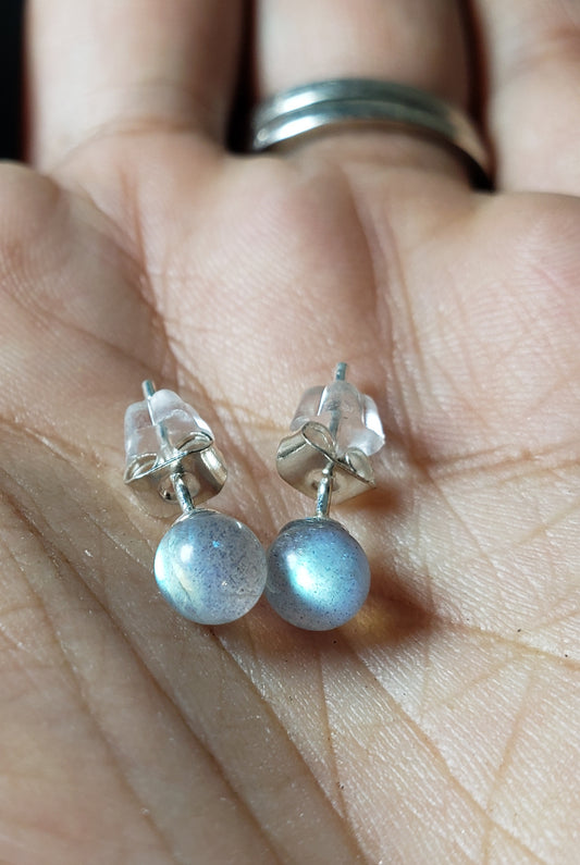 Labradorite sterling studs