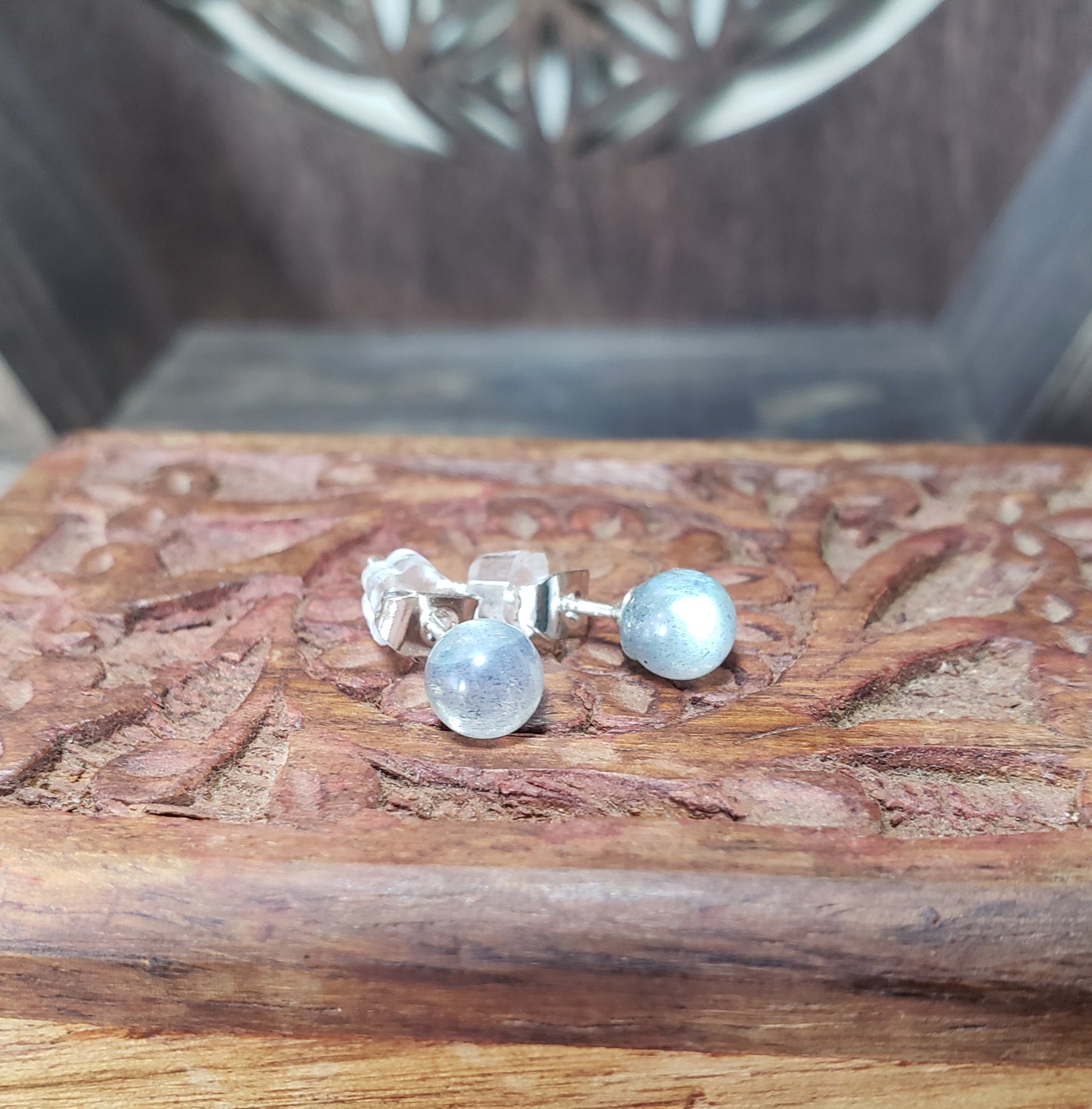 Labradorite sterling studs