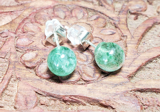 Green Strawberry Quartz sterling studs