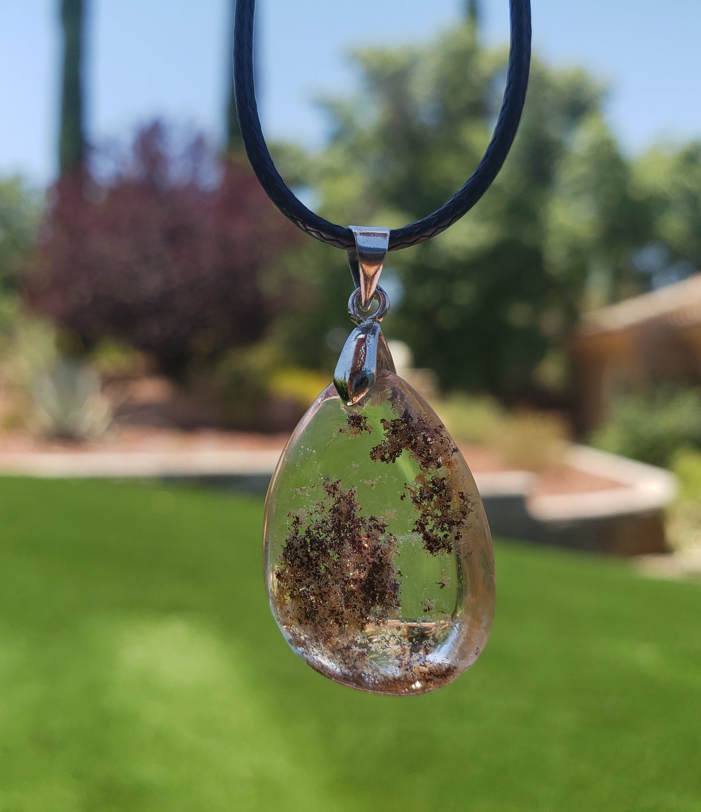 Garden/phantom/ lodolite quartz pendant necklace #5