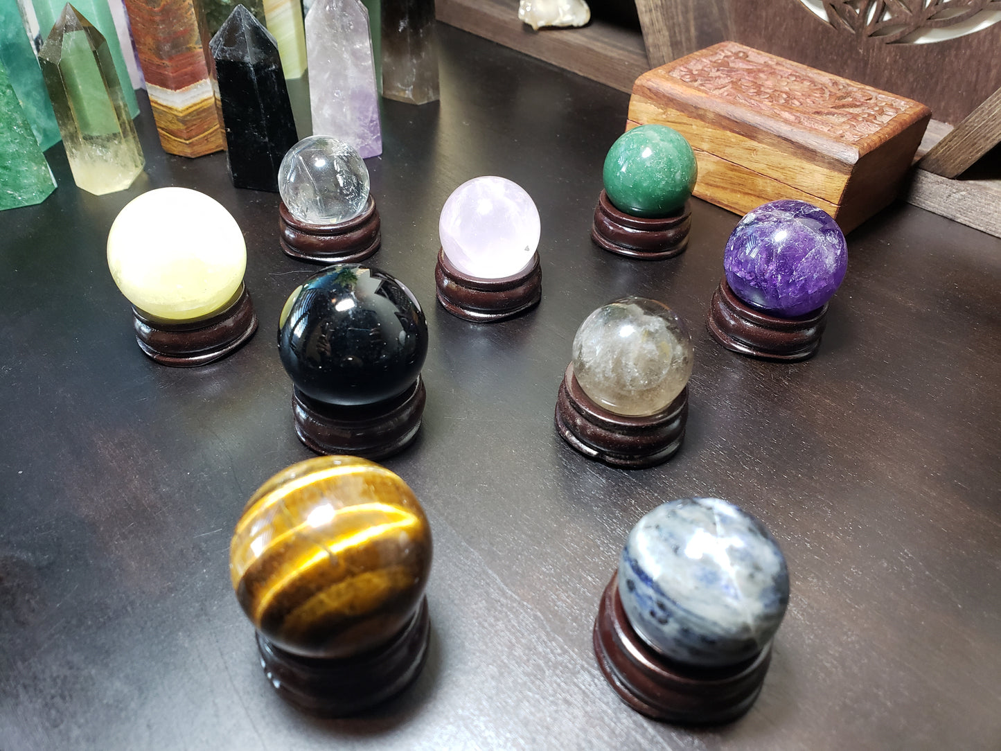 Mini crystal sphere with stand