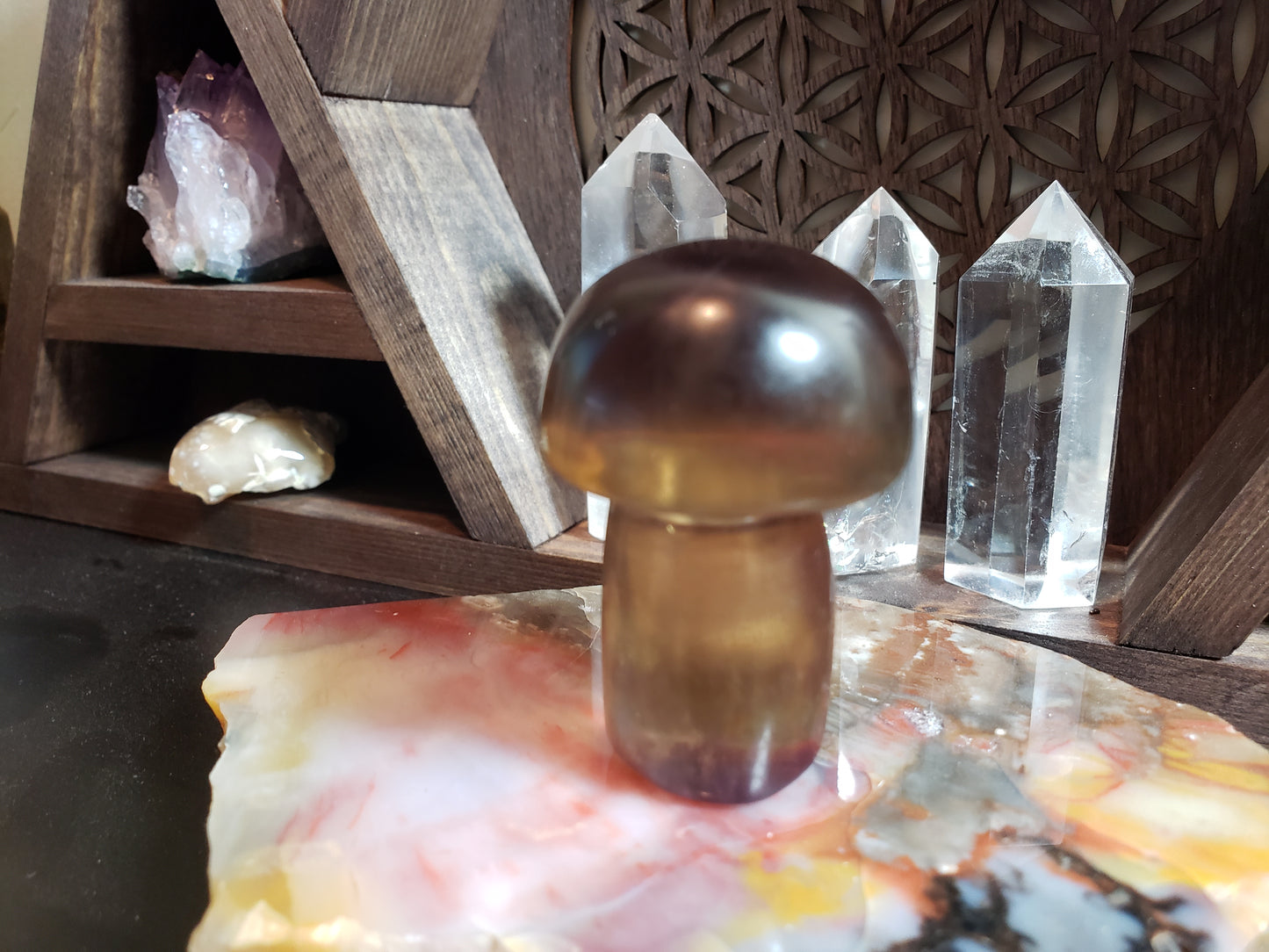 Rainbow Fluorite Mushroom #3