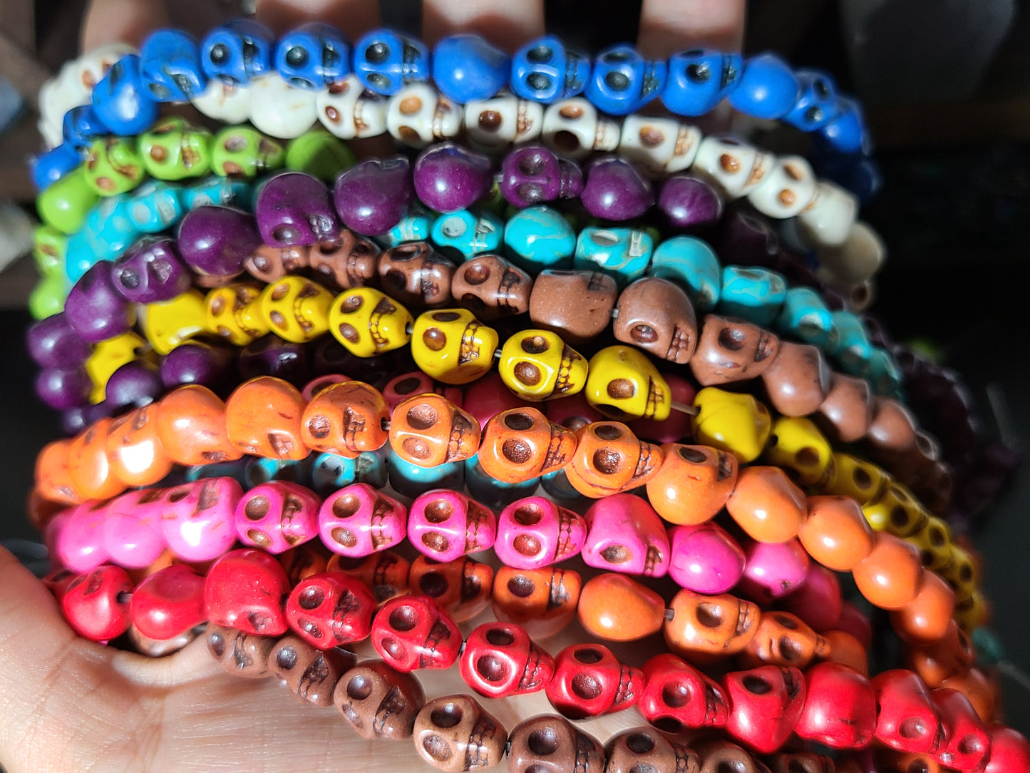 Full strand of Magnesite skull beads