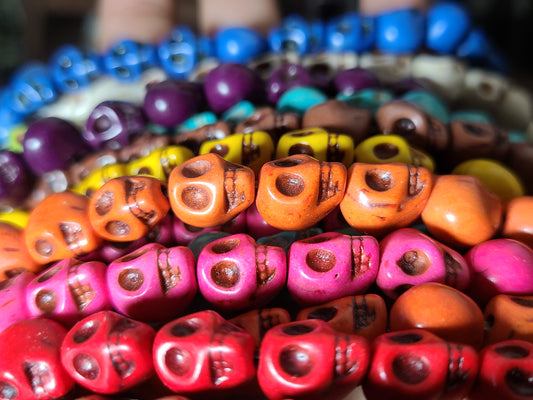 Full strand of Magnesite skull beads