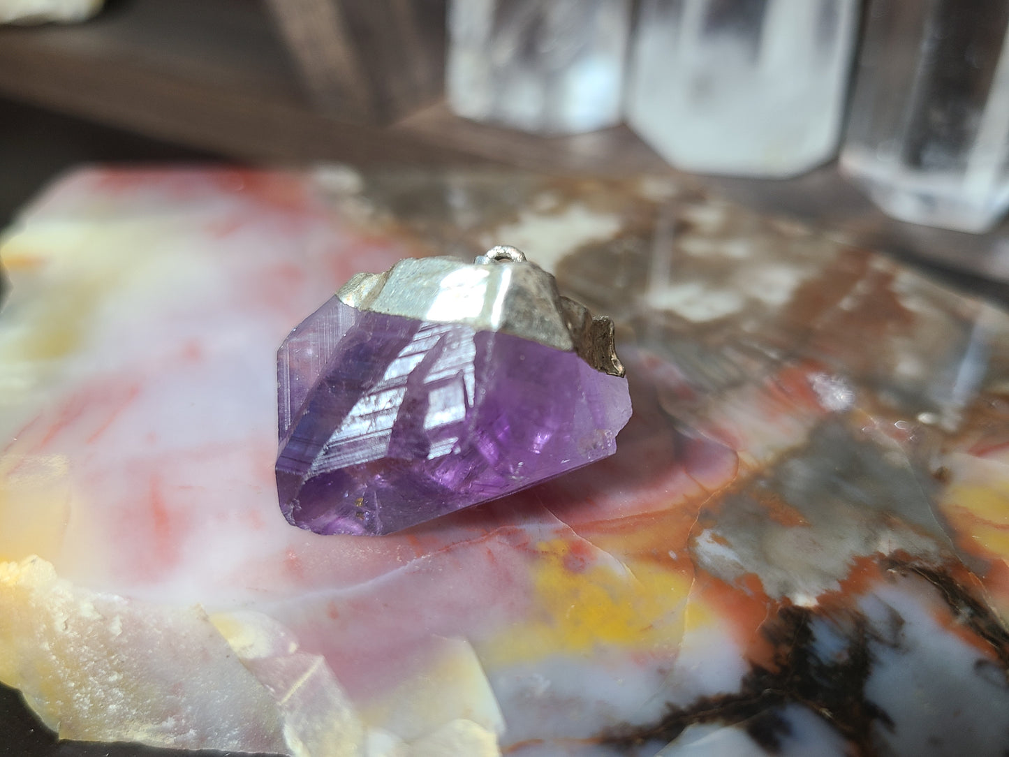 Natural Raw Amethyst Chunky Pendants