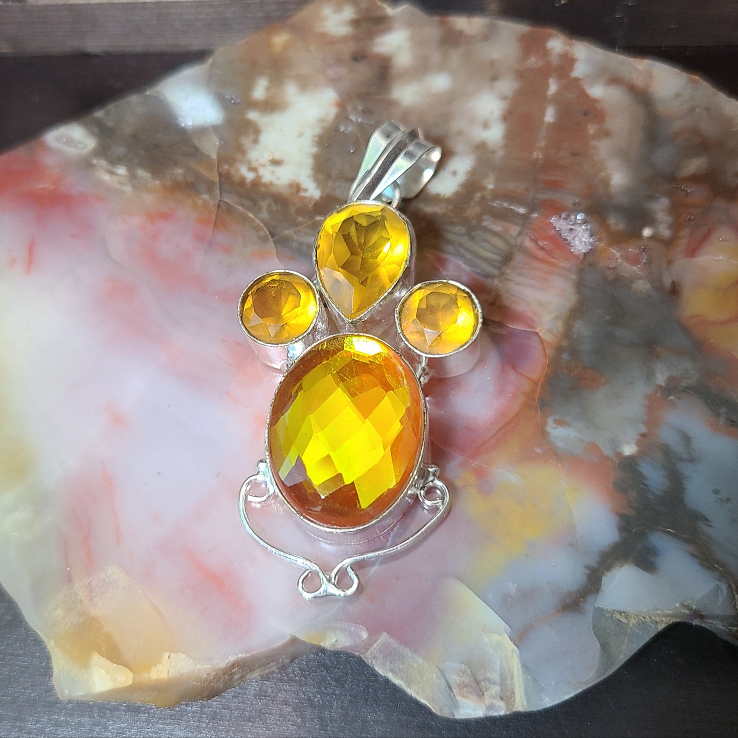 Faceted Yellow Topaz Pendant