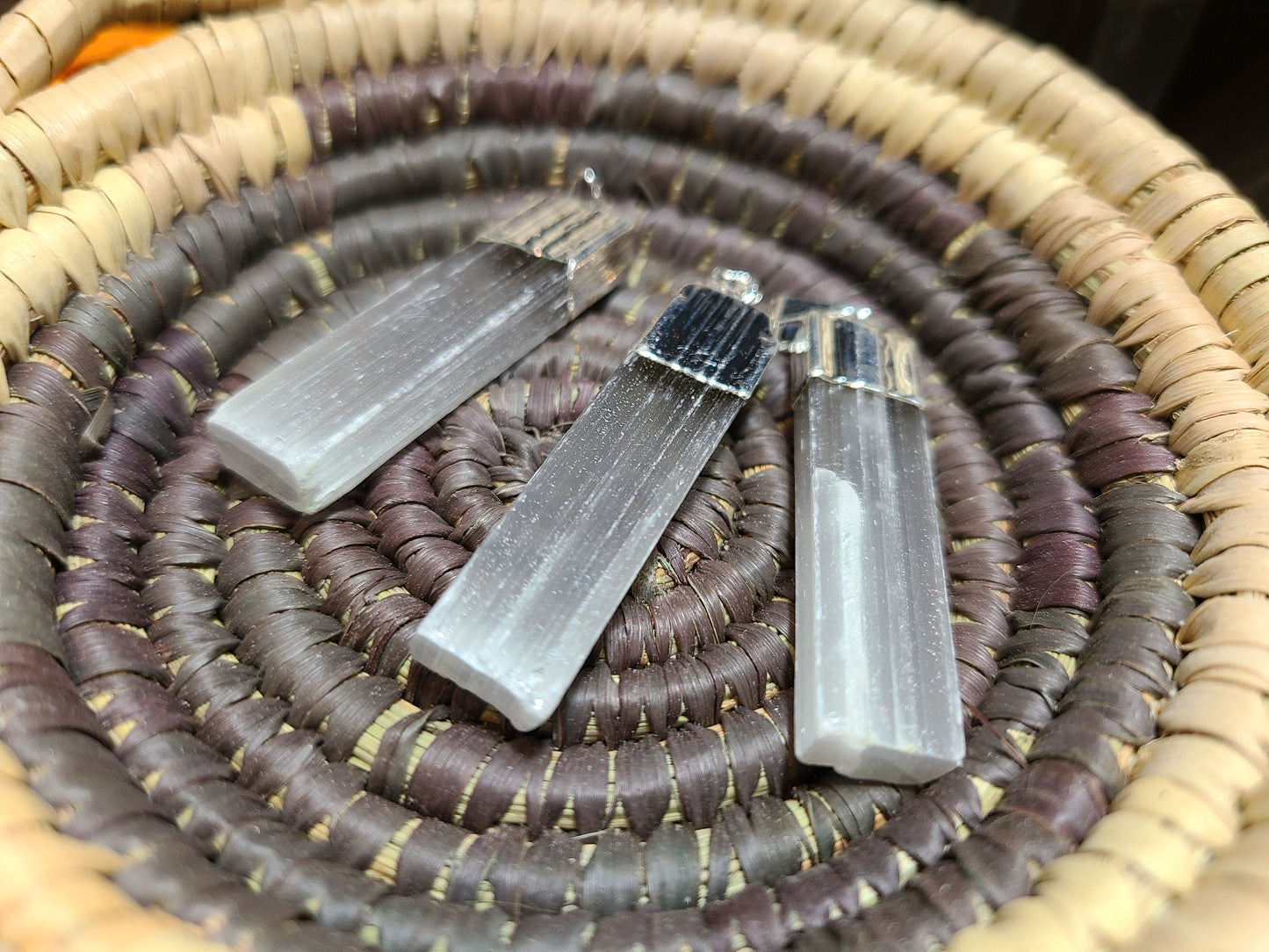 Natural Raw Selenite Pendants