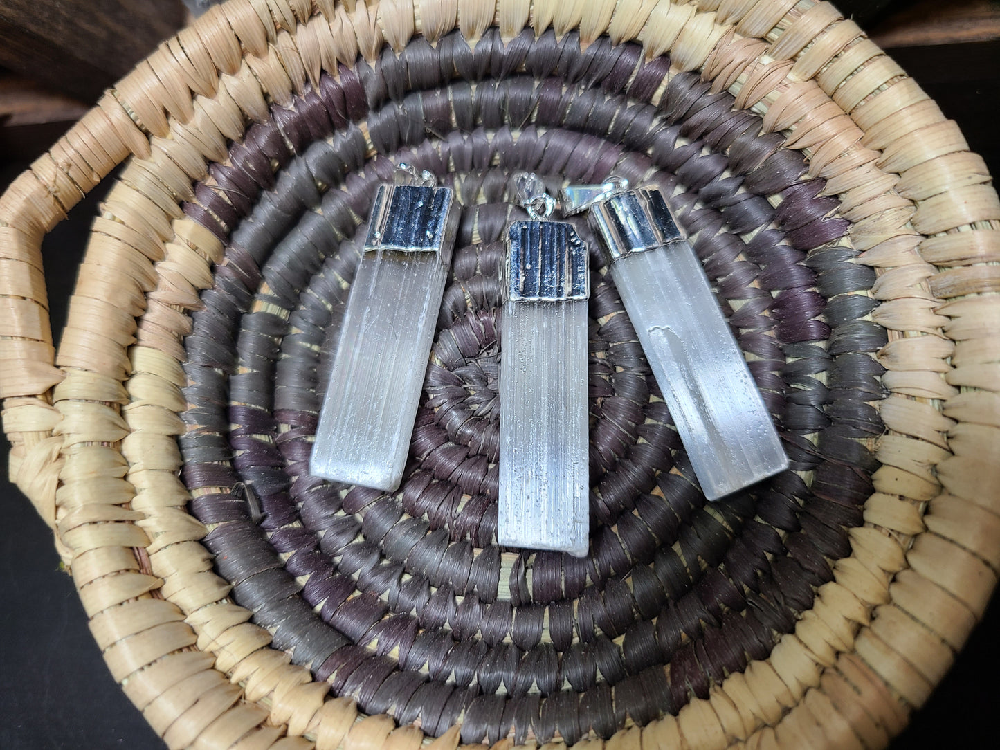 Natural Raw Selenite Pendants