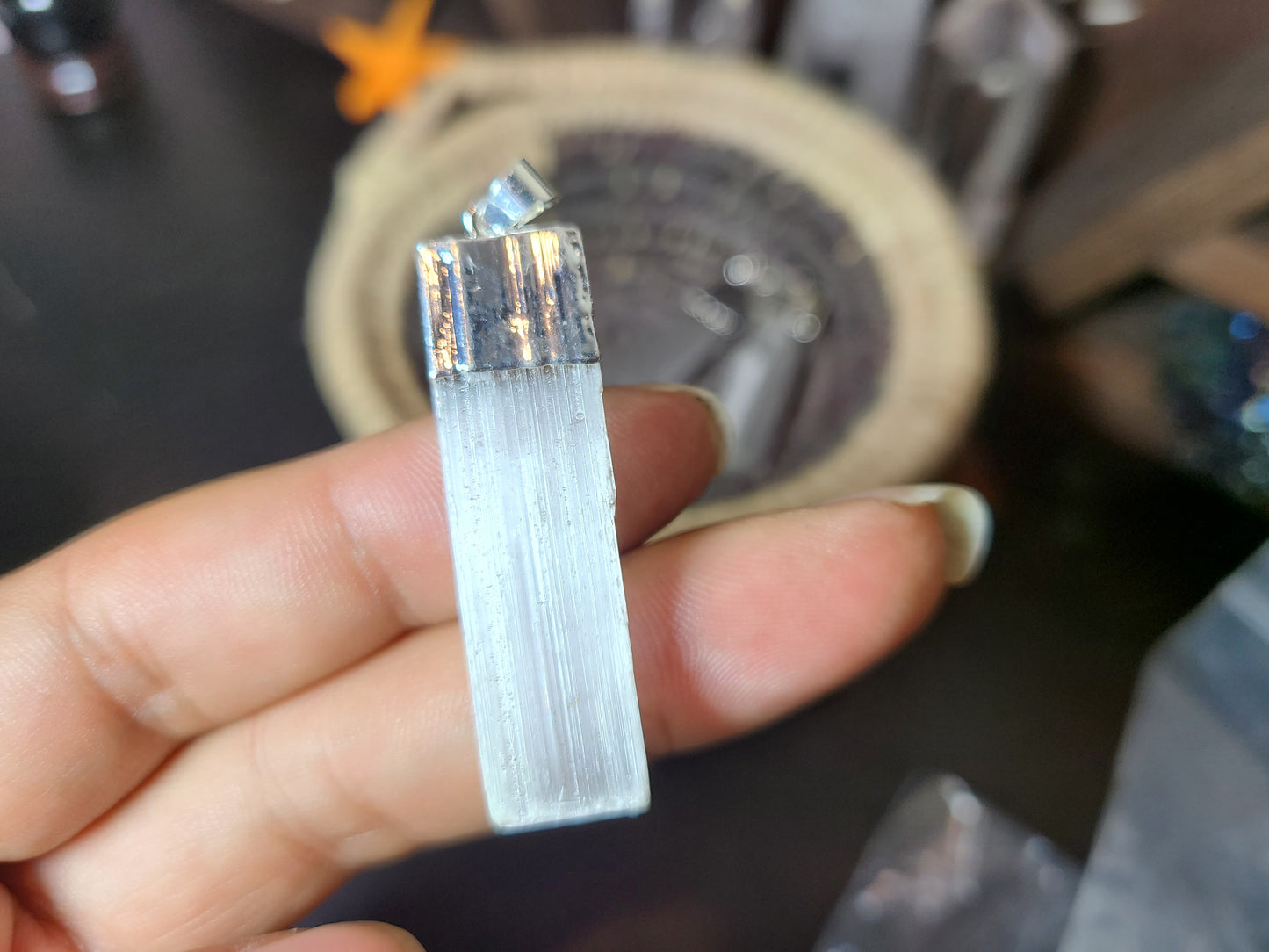 Natural Raw Selenite Pendants
