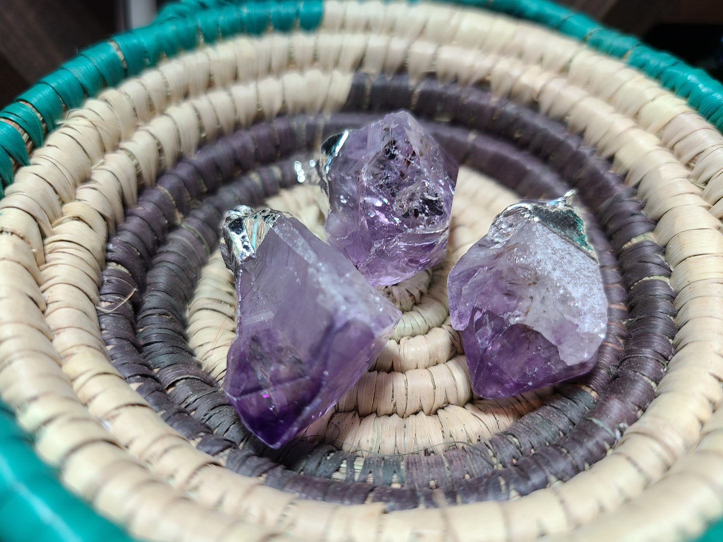Natural Raw Amethyst Chunky Pendants