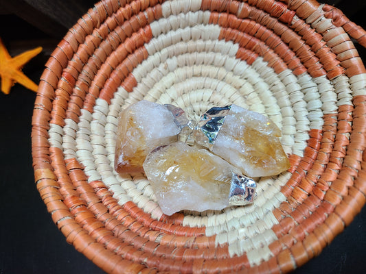 Natural Raw Citrine Pendants